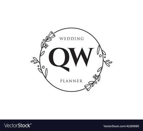 Initial Qw Feminine Logo Usable For Nature Salon Vector Image