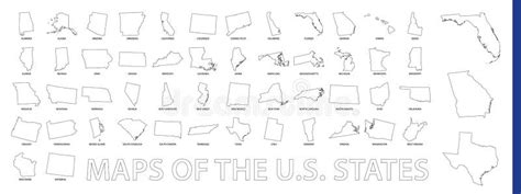 Maps of the US State, Outline Maps Collection Stock Vector ...