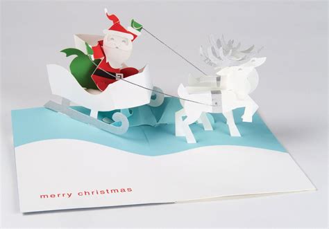 Santa And Reindeer Pop Up Cards Christmas Greeting Cards Boxed