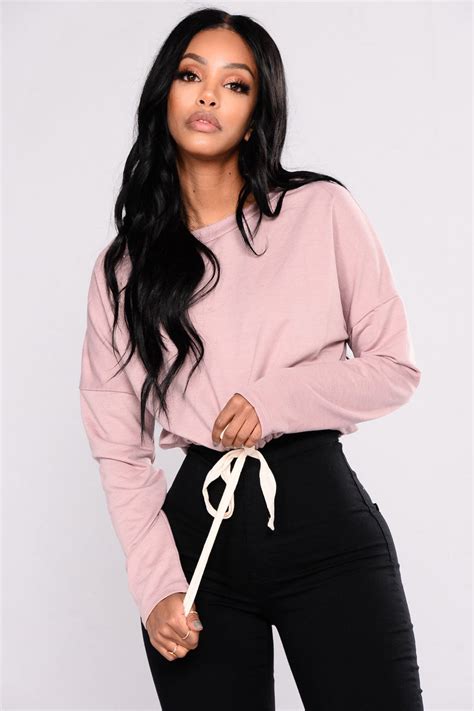 Frontline Crop Sweatshirt Dusty Mauve Fashion Nova Knit Tops Fashion Nova