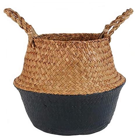 Cache Pot Osier Noir Chapeaux Paille