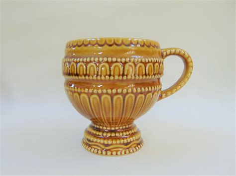 Secla Coffee Mug P2371 Goblet Shape Mustard Vintage Portuguese Etsy