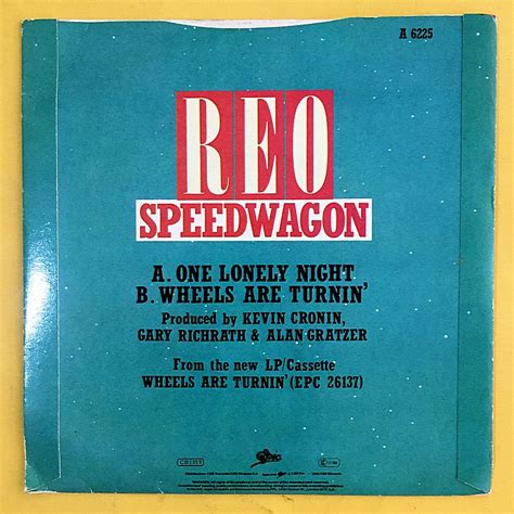 REO Speedwagon One Lonely Night Berk Plak