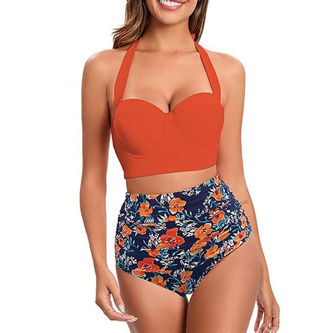 TOUMENY Swimsuit For Women 2024 High Waist Sexy Bikini Set With Halter