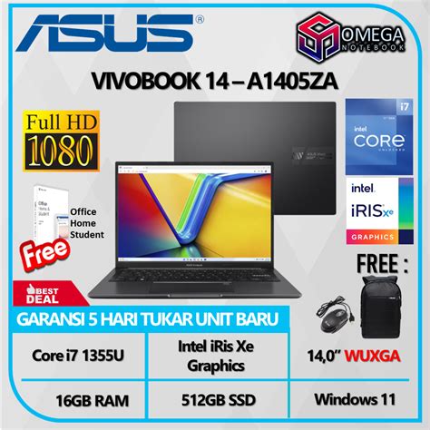 Jual ASUS VIVOBOOK 14 A1405VA I7 1355U 16GB 512SSD IRis Xe 14 0 WUXGA