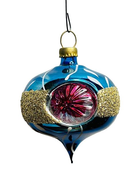 Vintage Blown Glass Triple Indent Christmas Ornament Pretty Etsy