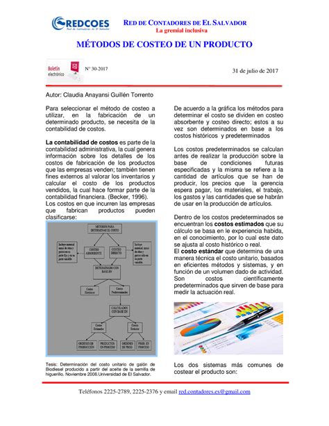 Boletin No metodo de costeo Actualizados MÉTODOS DE COSTEO DE UN