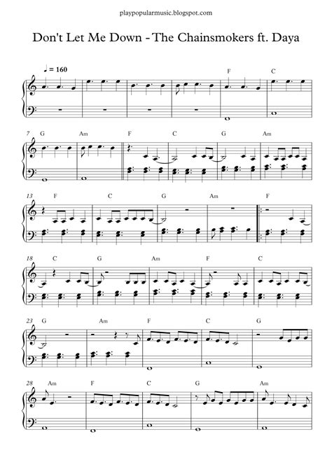 Free piano sheet music: The Chainsmokers - Don't Let Me Down ft. Daya.pdf I hope, that you'll be ...