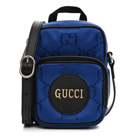 GUCCI Econyl Nylon Monogram Off The Grid Shoulder Bag Guilted Blue