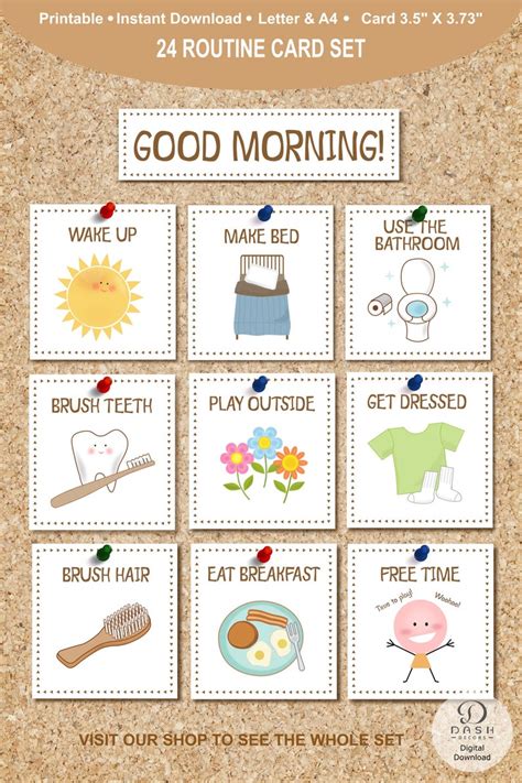 Printable Daily Routine Cards For Kids Visual Routine Cards Schedule