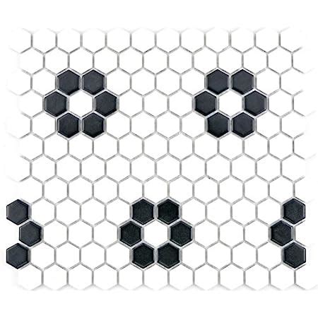 Carrelage Mosa Que En C Ramique Hexagon Noir Et Blanc Mat Pour Mur