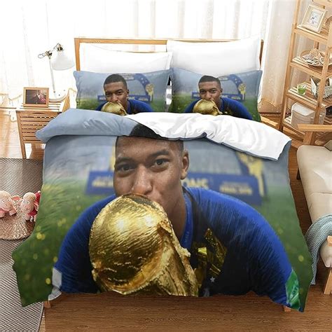 Kylian Mbappé Housse De Couette Motif 3D Parure De Lit avec Fermeture