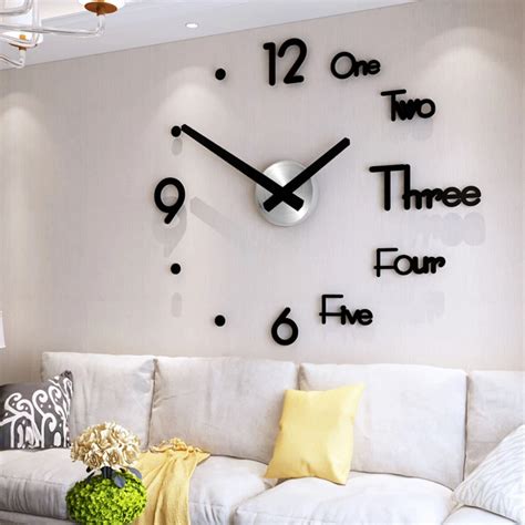 DIY 3D Digital Wall Clock Sticker Modern Design Large Silent Clock Home ...