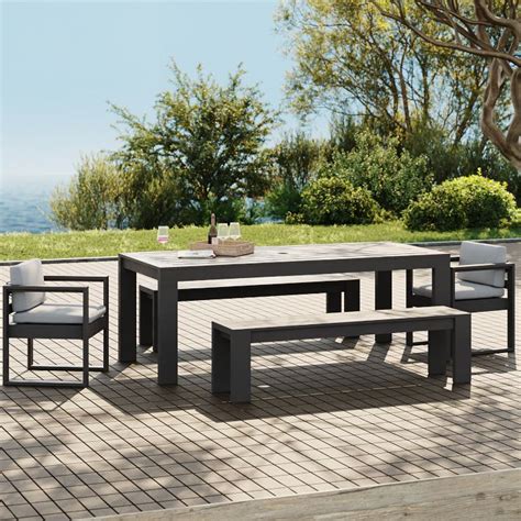 Telluride Aluminum Outdoor Expandable Dining Table Benches