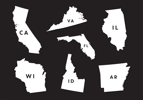 Vector Set Of State Map Silhouettes 100598 Vector Art At Vecteezy