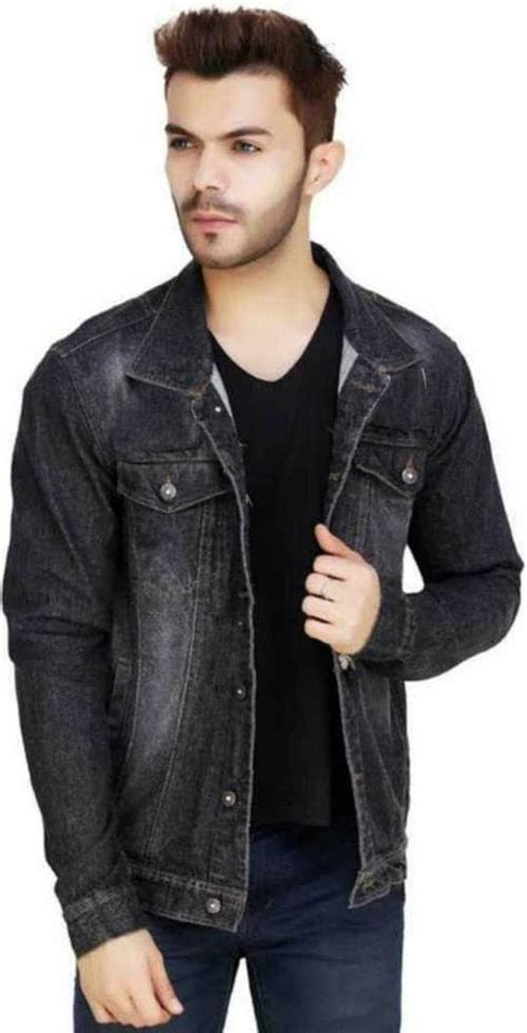 Buy Klizen Men Black Solid Denim Full Sleeve Jacket Online At Best