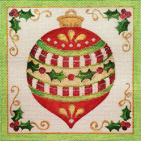 Christmas Ornaments Handpainted Needlepoint Canvas Fiber Arts Needlepoint