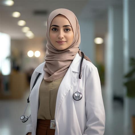 Premium Photo A Female Doctor Wearing A Hijab With A Stethoscope