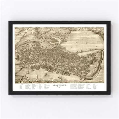 Vintage Map of Portland, Maine 1876 by Ted's Vintage Art