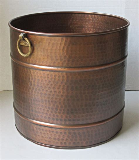 Solid Copper Planter With Solid Cast Brass Handles And Fittings