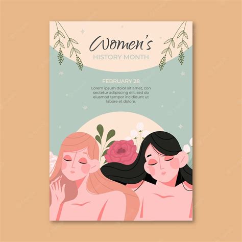 Free Vector Flat Womens History Month Vertical Poster Template