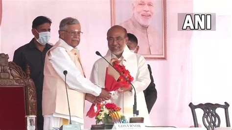 Manipur Cm Oath Taking Ceremony 2022 Biren Singh Takes Oath As Manipur