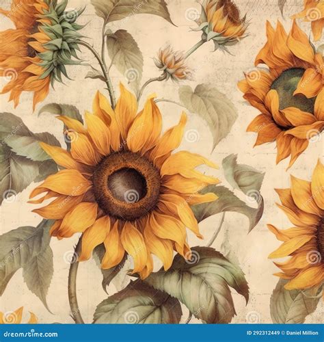 Cottagecore Floral Old Paper, Vintage Digital Paper Stock Illustration