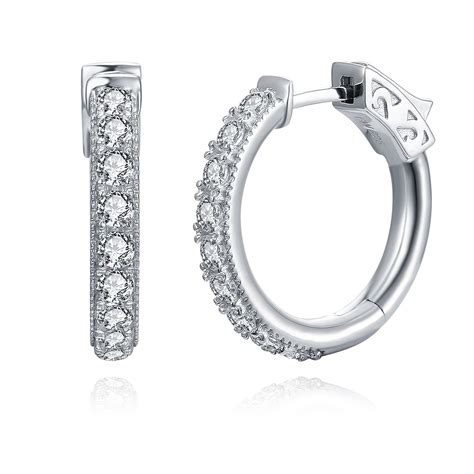1 Row White CZ Pave Hoop Earrings | EW Jewelry Store in USA