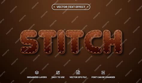 premium vector stitch editable vector text effect