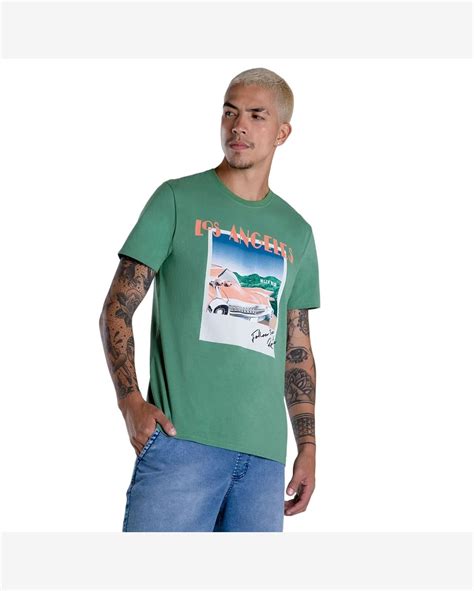 Riachuelo Camiseta T Shirt Masculina Enfim Follow The Route Meia Malha