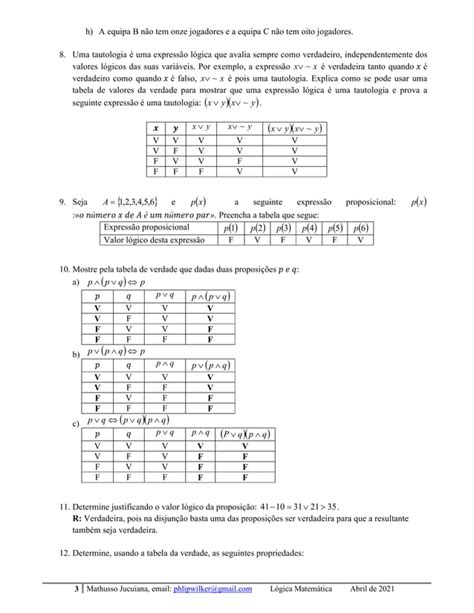 Lógica Matemática Exercícios Resolvidos