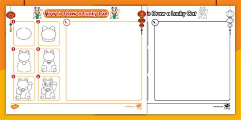 How To Draw A Lucky Cat Worksheet Twinkl Teacher Made