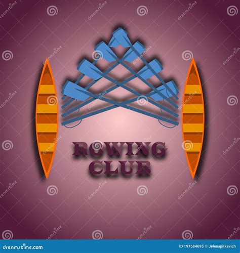 Two Yellow Rowboats And Eight Blue Oars Emblem With The Text Rowing