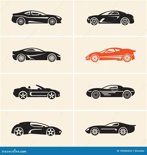 Iconos Del Coche Del Vector Coches Deportivos Ilustración del Vector