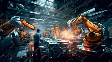 Premium AI Image | industrial robotic arm industry concept