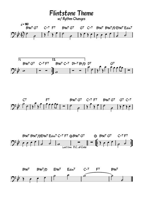 Flintstonetheme Sheet Music For Piano Solo