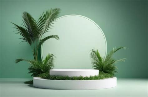 Premium Photo Round White Podium In The Center Minimalistic Light