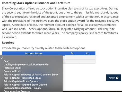 Solved Recording Stock Options Issuance And Forfeiture Chegg