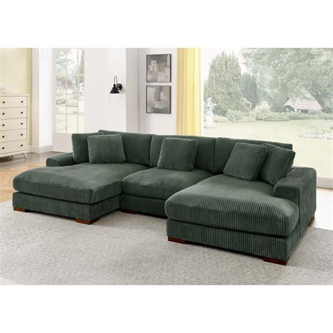 Wade Logan Cabbar Piece Corduroy Sectional Reviews Wayfair