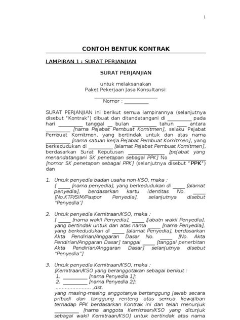 Contoh Perjanjian Kerjasama Operasi Kso Contoh Surat Kontrak Kerja