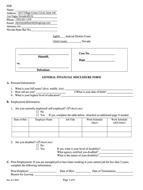 General Financial Disclosure Form Fill Out And Sign