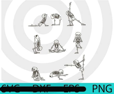 Skeleton Yoga, Cute, Funny, Halloween Art PNG