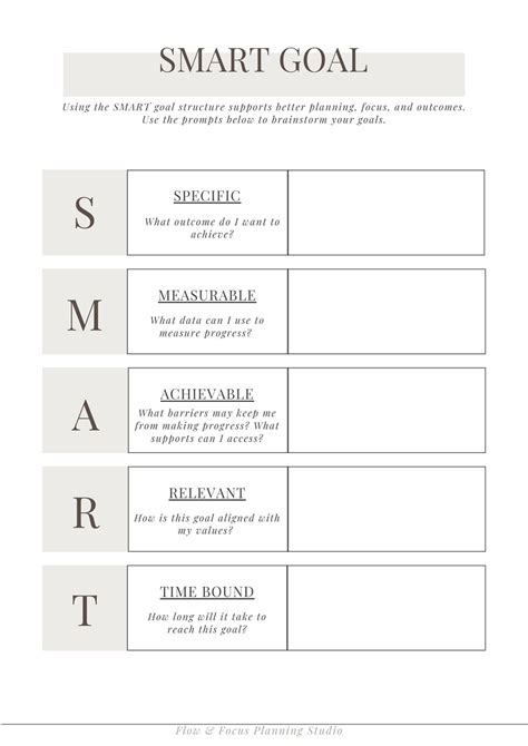 Smart Goal Printable Checklist And Worksheet Etsy