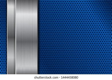 Blue Metal Perforated Background Square Holes Stock Vector Royalty