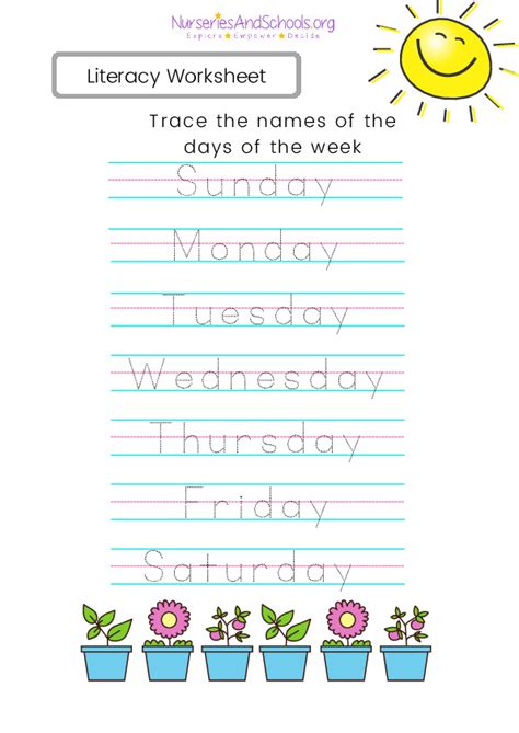 Days Of The Week Tracing Worksheet Free Worksheet UK