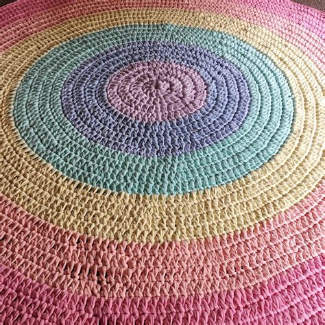 Rainbow Pastel Floor Rug Crochet Rug Patterns Crochet Rug T Shirt Yarn