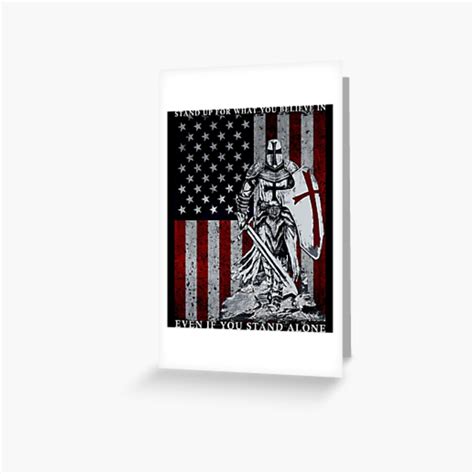 Crusader Knight Templar American Flag Patriotic Usa Greeting Card