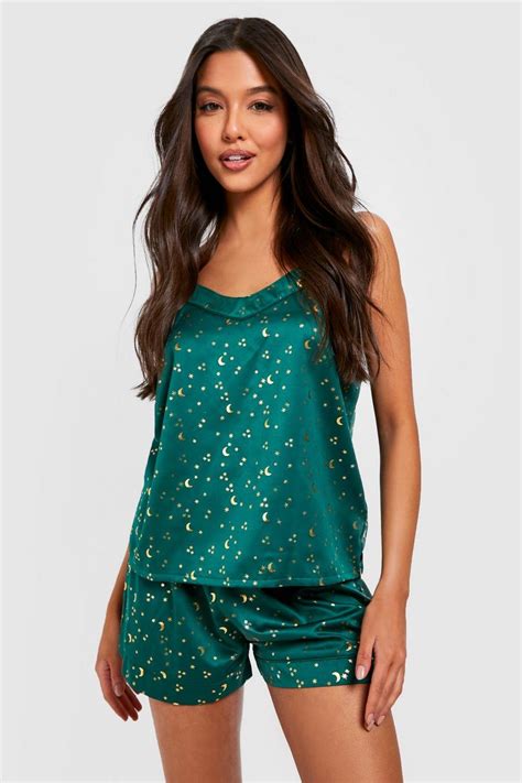 Premium Satin Moon And Star Pyjama Cami Set Boohoo Uk