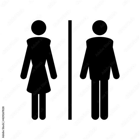 Male And Female Restroom Sign Black Silhouettes Icons Public Restroom