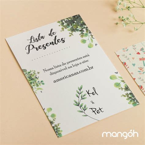 Lista De Presente Para Convite De Casamento 4x3cm Elo7